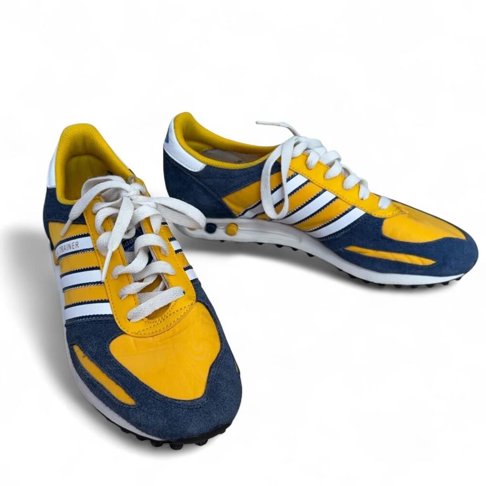 Adidas Originals L.A. Trainer Yellow Blue Suede Sneakers Men's Size 8
